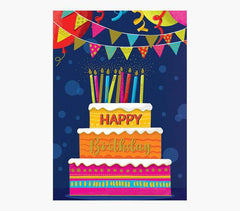 Pictura Tarjeta Zig-Zag - 15x22cm - Tematica Tarta de CumpleaÃ±os - Triptica sin Envoltorio - Incluye Sobre Blanco - Papel con Certificacion FSC
