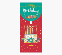 Pictura Tarjeta Money Cards - 9.6x21.3cm - Tematica Tarta de CumpleaÃ±os - Embolsada Individualmente - Incluye Sobre Blanco - Papel con Certificacion FSC