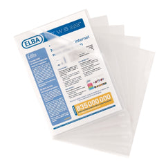 Elba Pack de 100 Dossieres UÃ±ero Standard Folio PP 140 Îœicras - Resistente y Duradero - Acabado Piel de Naranja Transparente