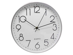 Bismark Reloj Oficina Plata - Marco Plastico - Lente de Cristal - Manecillas de Aluminio - Esfera de PVC - Color Plata