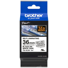 Ceinture auto-plastifiée originale Brother TZeSL261 - Texte noir sur fond blanc - Largeur 36 mm x 8 mètres