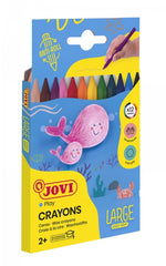Jovi Large Easy Grip Pack de 12 Ceras Plasticas Hexagonales - Facil de Sacar Punta - No Mancha - Ideal para Manos PequeÃ±as - Colores Surtidos