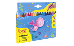 Jovi Large Easy Grip Pack de 24 Ceras Plasticas Hexagonales - Facil de Sacar Punta - No Mancha - Ideal para Manos PequeÃ±as - Colores Surtidos