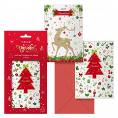 Dohe Caramelo Pack de 8 Tarjetas de Felicitacion NavideÃ±a con Sobre - 2 Modelos Distintos - TamaÃ±o 12,2x23,5cm - Papel Offset - Impresas a todo Color