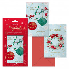 Dohe Adviento Pack de 8 Tarjetas de Felicitacion NavideÃ±a con Sobre - 2 Modelos Distintos - TamaÃ±o 12,2x23,5cm - Papel Offset - Impresas a todo Color