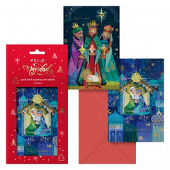 Dohe Nativity Pack de 8 Tarjetas de Felicitacion NavideÃ±a con Sobre - 2 Modelos Distintos - TamaÃ±o 12,2x23,5cm - Papel Offset - Impresas a todo Color