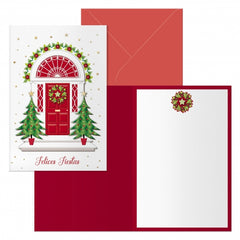 Dohe Red Door Pack de 6 Tarjetas de Felicitacion NavideÃ±a con Sobre - TamaÃ±o Cerrada 11.5x17cm, Abierta 23x17cm - Papel Offset - Impresas a todo Color
