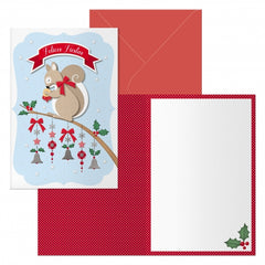 Dohe Ardilla Pack de 6 Tarjetas de Felicitacion NavideÃ±a con Sobre - TamaÃ±o Cerrada 11.5x17cm, Abierta 23x17cm - Papel Offset - Impresas a todo Color