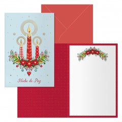 Dohe Candel Pack de 6 Tarjetas de Felicitacion NavideÃ±a con Sobre - TamaÃ±o Cerrada 11.5x17cm, Abierta 23x17cm - Papel Offset - Impresas a todo Color