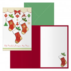 Dohe Calcetines Pack de 6 Tarjetas de Felicitacion NavideÃ±a con Sobre - TamaÃ±o Cerrada 11.5x17cm, Abierta 23x17cm - Papel Offset - Impresas a todo Color
