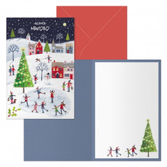Dohe Ice Rink Pack de 6 Tarjetas de Felicitacion NavideÃ±a con Sobre - TamaÃ±o Cerrada 11.5x17cm, Abierta 23x17cm - Papel Offset - Impresas a todo Color