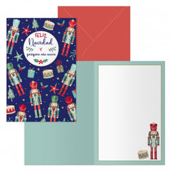 Dohe Cascanueces Pack de 6 Tarjetas de Felicitacion NavideÃ±a con Sobre - TamaÃ±o Cerrada 11.5x17cm, Abierta 23x17cm - Papel Offset - Impresas a todo Color