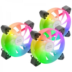 Mars Gaming MF-3A Kit de Ventiladores ARGB - Iluminacion 360Âº Sin Marco - Efectos ARGB Rainbow - Tecnologia FDB Ultrasilenciosa - Compatible ARGB 3pin 5V - Color Varios