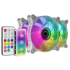 Mars Gaming MF-3DKIT Ventiladores ARGB Espejo Infinito - 220 Efectos - Controlador Avanzado - Iluminacion 360Â° - Compatible con Placas Base ARGB - Color Blanco
