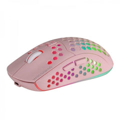 Mars Gaming MMW3 Raton Inalambrico Ultraligero - RGB Flow - Sensor Optico 3200 DPI - Switches HUANO - Bateria Recargable - DiseÃ±o Ergonomico Rosa - Color Rosa