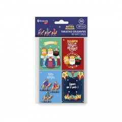Bismark Pack de 4 Tarjetas de Felicitacion NavideÃ±a - DiseÃ±o con Relieve - TamaÃ±o Cerrada 6x8cm,Abierta 12cm - Se Pueden Colgar - Incluyen Cordon