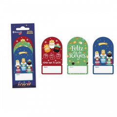 Bismark Pack de 6 Etiquetas Adhesivas NavideÃ±as para Regalos - 3 DiseÃ±os de Reyes Magos - Espacio para Escribir