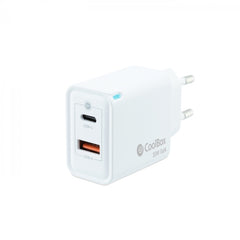 Coolbox Cargador de Pared 30W QC3.0 + PD - USB-A + USB-C - Carga Rapida - TecnologÃ­a GaN - Color Blanco
