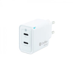 Coolbox Cargador de Pared 35W QC3.0 + PD - 2xUSB-C - Carga Rapida - TecnologÃ­a GaN - Color Blanco