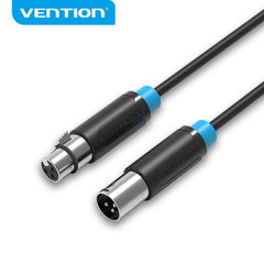 Vention Cable de Microfono XLR - Interfaz BaÃ±ado en Oro - Conductor de Bronce Esmaltado - Caparazon de Aleacion de Aluminio - Color Negro