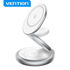 Vention Soporte de Cargador Inalambrico 3 en 1 con MagSafe - Carga Rapida - Rotacion 360Â° - Proteccion de Ocho Capas - Color Blanco
