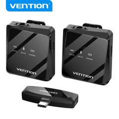 Vention Microfono Clip Inalambrico USB-C - Calidad de Audio 32 kHz - Latencia 20 ms - Bateria 26h - Rango 50m - Cancelacion de Ruido - Color Negro