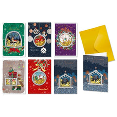 Bismark Pack de 24 Tarjetas de Felicitacion NavideÃ±a con Sobre Dorado - TamaÃ±o Tarjeta 11.5x17cm - DiseÃ±os Variados con Foil y Confetti