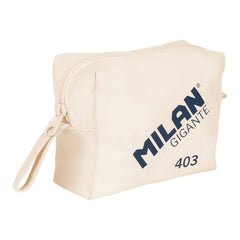 Milan Serie 1918 Gigante 403 Neceser de Gran Capacidad - TamaÃ±o 27x20x11cm - 2 Compartimentos Interiores - Cierre de Cremallera - 100% Algodon - Color Beige
