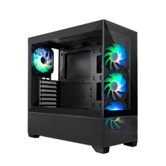 Coolbox GA250 Vision Caja Torre ATX, Micro ATX, Mini-ITX - Frontal y Lateral Cristal Templado - TamaÃ±o HDD 2.5", 3.5" - USB-A 3.0, USB-C y Audio - 4 Ventiladores ARGB 120mm - Soporta Refrigeracion Liquida
