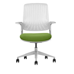 Cromad Senior SE1800 Silla de Oficina - Altura Ajustable con Elevador de Gas de Grado 4 - Respaldo de Material Antibacteriano ElÃ¡stico - Ruedas de Nailon 360Âº - Color Verde/Blanco