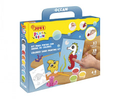 Jovi Play & Fun Kit Pinta con Arena Ocean con 8 Botes de Arena + 1 Punzon + 3 Laminas con DiseÃ±os de Animales Acuaticos - Colores Surtidos