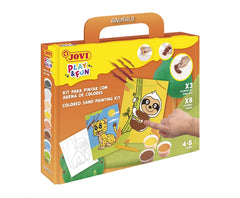 Jovi Play & Fun Kit Pinta con Arena Animals con 8 Botes de Arena + 1 Punzon + 3 Laminas con DiseÃ±os de Animales Terrestres - Colores Surtidos