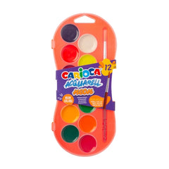 Carioca Acuarell Neon Pack de 12 Acuarelas en Pastillas de Ã˜ 30mm - Brillantes - Facilmente Mezclables - Colores Neon Surtidos
