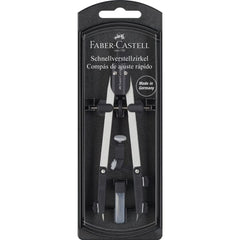 Faber-Castell Compas de Ajuste Rapido - Articulaciones en ambos Brazos - Accesorios de Recambio - Adaptador Universal