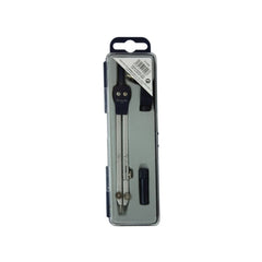 Bismark Compas Escolar con Doble Articulacion y Adaptador Universal - Presentado en Estuche de Plastico - Color Negro/Acero