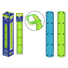 Bismark Regla Flexible 20cm - Fabricada en PVC - Ideal para Colegio - Colores Azul y Verde Aleatorios