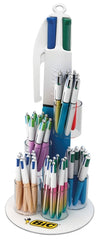 Bic 4 Colours Expositor de 60 Boligrafos de Bola Retractiles + 100 Boligrafos Bic Cristal Azul de Regalo - Punta Media de 1.0mm - Tinta con Base de Aceite - 4 Colores - DiseÃ±os Surtidos
