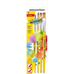 Eberhard Faber Winner Pack con 4 Pinceles de Pelo Sintetico TamaÃ±os 4, 6, 8, 12 - Virola de Aluminio