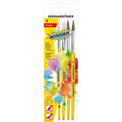 Eberhard Faber Winner Pack con 4 Pinceles de Pelo Cerda y Pelo Poni TamaÃ±os 8, 12 - Virola de Aluminio
