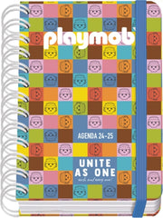 Dohe Playmobil Unite As One Agenda Escolar 25/26 Espiral Wireâ€™o A6 - Dia Pagina - Papel 80g/m2 - 4 Hojas de Pegatinas - Cubierta de Carton Plastificado - Cierre con Goma Elastica