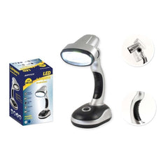 Jupiter Lampara de Sobremesa COB-LED 40lm - Tambien se puede Usar como Linterna - Funciona con 3 Pilas AA - Color Plata/Negro