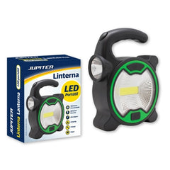 Lampe de poche Jupiter COB+1 LED – Ampoule spot 160 lm, spot LED 60 lm – Alimenté par 3 piles AA (non fournies) – Couleur noir/vert