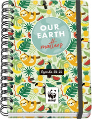 Dohe WWF Tropic Agenda Escolar 25/26 Espiral Wireâ€™o A5 - Semana Vista - Papel 80g/m2 - 4 Hojas de Pegatinas - Cubierta de Carton Plastificado - Cierre con Goma Elastica