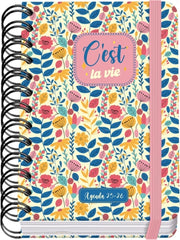 Dohe CÂ´est la Vie Agenda Escolar 25/26 Espiral Wireâ€™o A6 - Dia Pagina - Papel 80g/m2 - 4 Hojas de Pegatinas - Cubierta de Carton Plastificado - Cierre con Goma Elastica