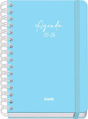 Dohe Serenity Agenda Escolar 25/26 Espiral Wireâ€™o A5 - Semana Vista - Papel 80g/m2 - 4 Hojas de Pegatinas - Cubierta de Carton Plastificado - Cierre con Goma Elastica - Color Azul