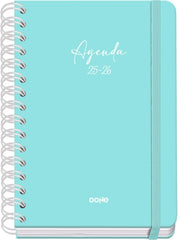 Dohe Serenity Agenda Escolar 25/26 Espiral Wireâ€™o A5 - Semana Vista - Papel 80g/m2 - 4 Hojas de Pegatinas - Cubierta de Carton Plastificado - Cierre con Goma Elastica - Color Verde