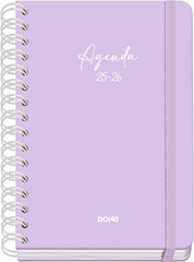 Dohe Serenity Agenda Escolar 25/26 Espiral Wireâ€™o A5 - Semana Vista - Papel 80g/m2 - 4 Hojas de Pegatinas - Cubierta de Carton Plastificado - Cierre con Goma Elastica - Color Morado