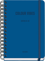 Dohe Colour Vibes Agenda Escolar 25/26 Espiral Wireâ€™o A5 - Semana Vista - Papel 80g/m2 - 4 Hojas de Pegatinas - Cubierta de Carton Plastificado - Cierre con Goma Elastica - Color Azul