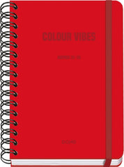 Dohe Colour Vibes Agenda Escolar 25/26 Espiral Wireâ€™o A5 - Semana Vista - Papel 80g/m2 - 4 Hojas de Pegatinas - Cubierta de Carton Plastificado - Cierre con Goma Elastica - Color Rojo