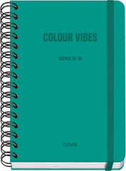Dohe Colour Vibes Agenda Escolar 25/26 Espiral Wireâ€™o A5 - Semana Vista - Papel 80g/m2 - 4 Hojas de Pegatinas - Cubierta de Carton Plastificado - Cierre con Goma Elastica - Color Verde